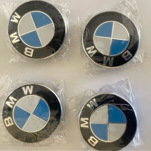 BMW Emblem Wheel Caps in Blue and Black set of 4